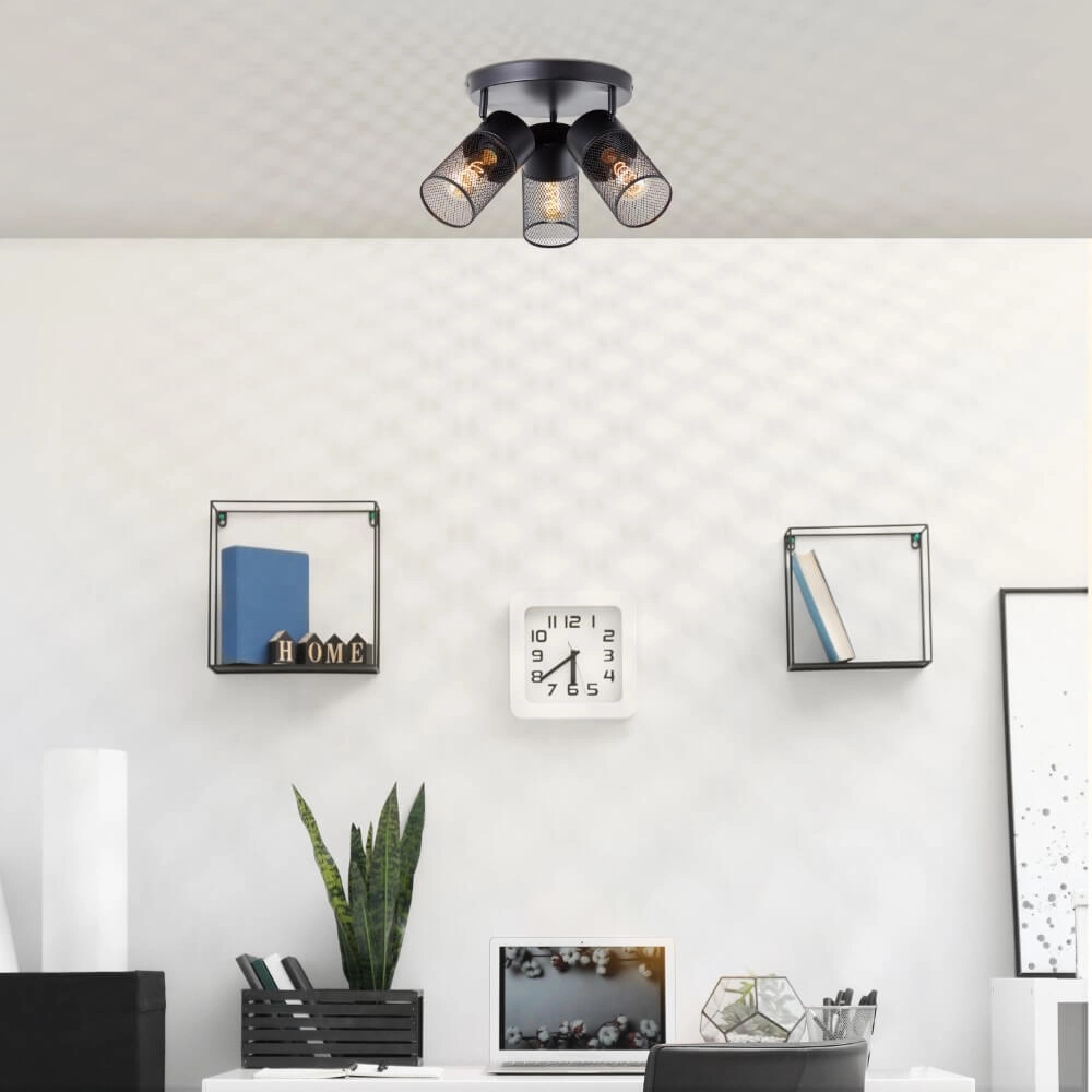 Zwarte plafondlamp Kamolo 3x E27 Brilliant 4004353409417