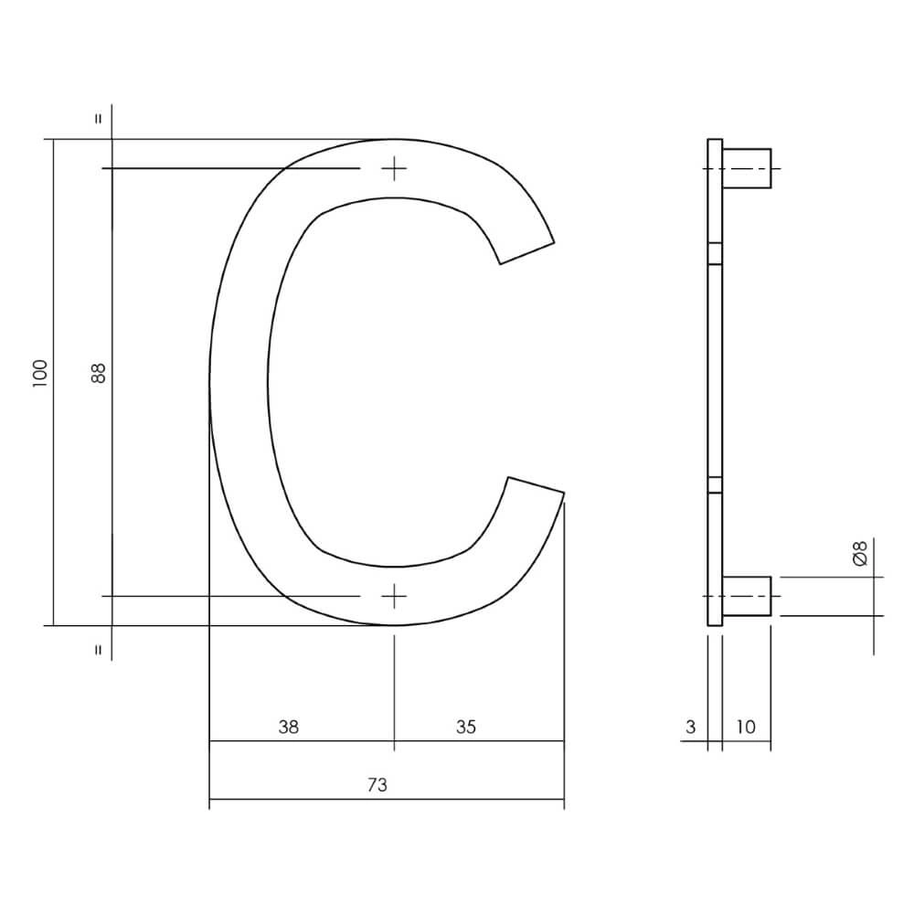 Huisletter C Numbra 10cm zwart Intersteel 8714186541708