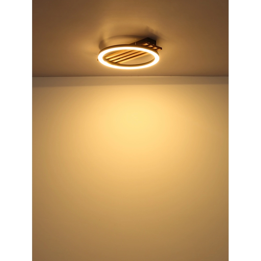 Plafondlamp Tisha enkel zwart met hout Globo 9007371522576