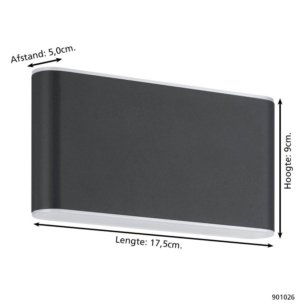Zwarte wandlamp Grutti 17,5cm Eglo 9008606298129