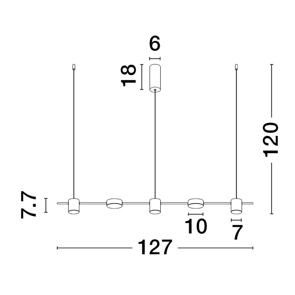 Zwarte hanglamp Nordik design 127cm Lyora 5212017440709