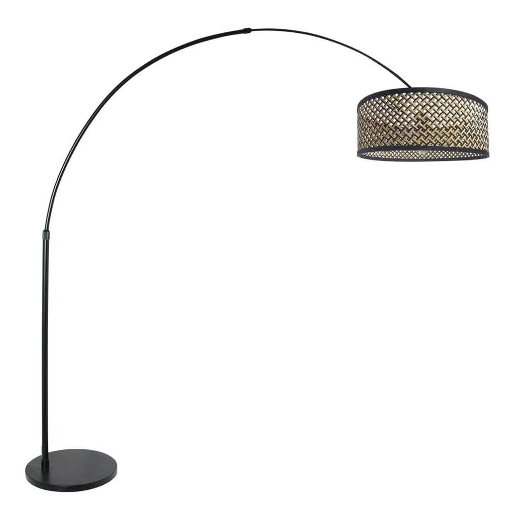 Booglamp Sparkled Light zwart met bamboe kap