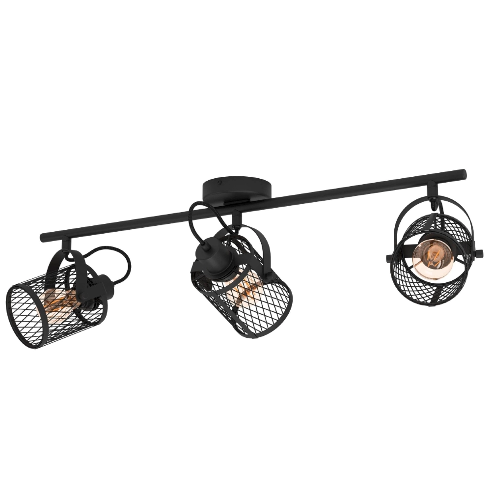 Plafondlamp Dellow 1 zwart 3-lichts