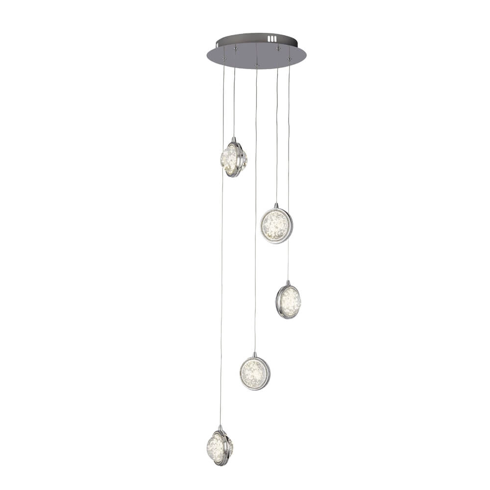 Hanglamp Quartz vide 5-lichts chroom