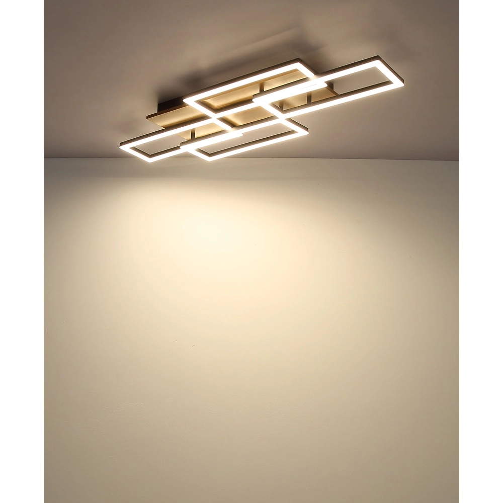Design plafondlamp Jeffry zwart met hout Globo 9007371533824