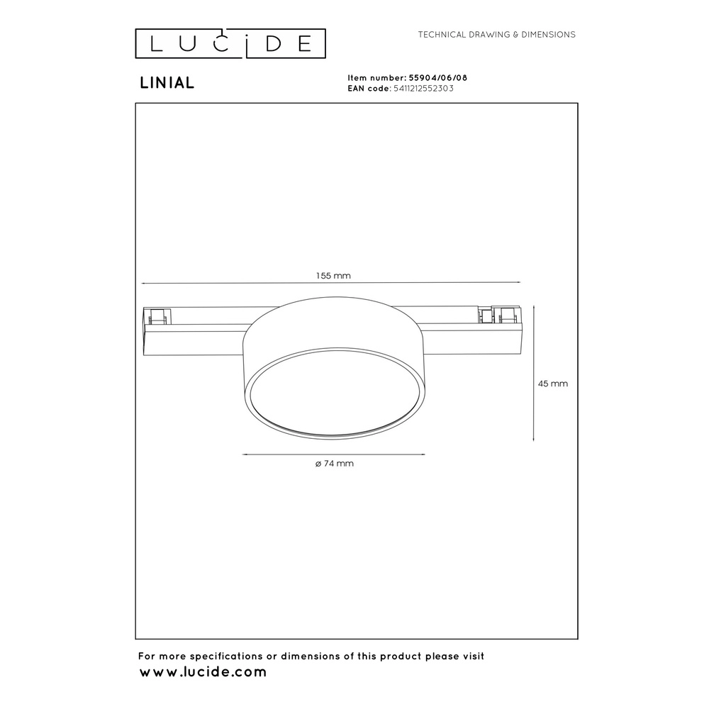 1-fase railspot Linial Fixt mat zwart chroom Premium by Lucide 5411212552303