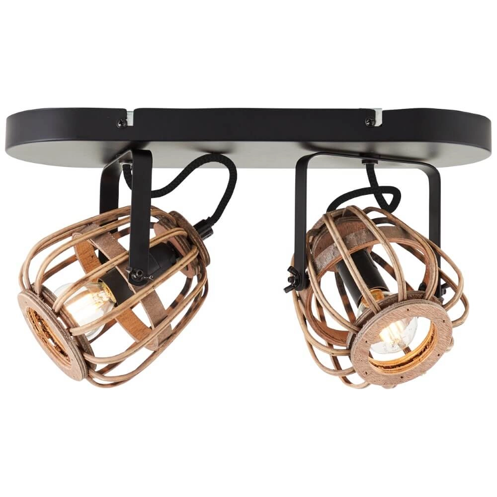 Rotan plafondlamp Nikka 2-lichts zwart Brilliant 4004353402203