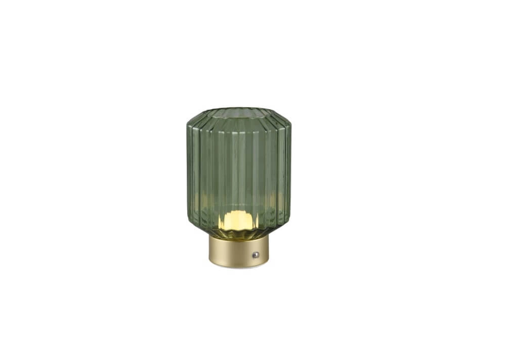 Oplaadbaar tafellampje Lord met groen glas Trio 4017807601909
