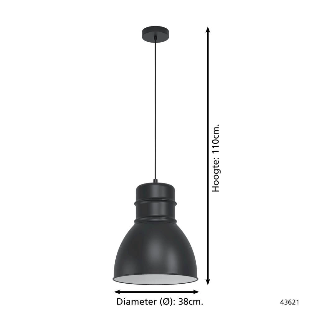 Zwarte hanglamp Ebury Ø 38cm Eglo 9002759436216
