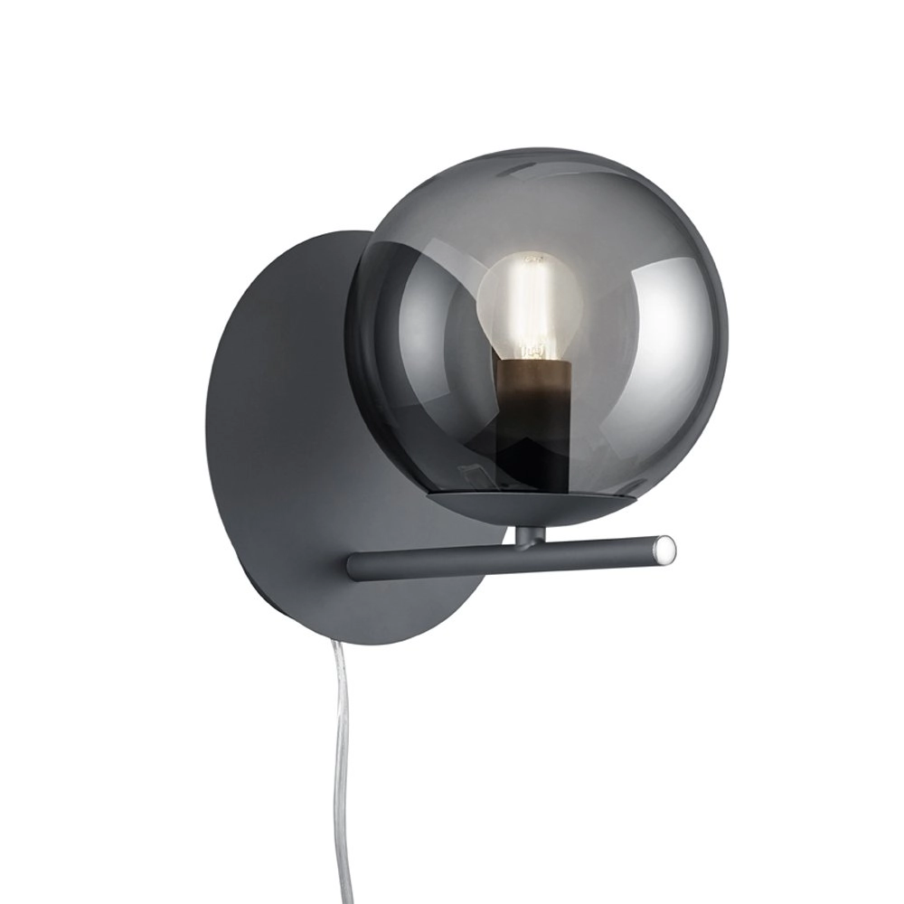 muur licht Pure antraciet met smoke glas Trio 4017807432893