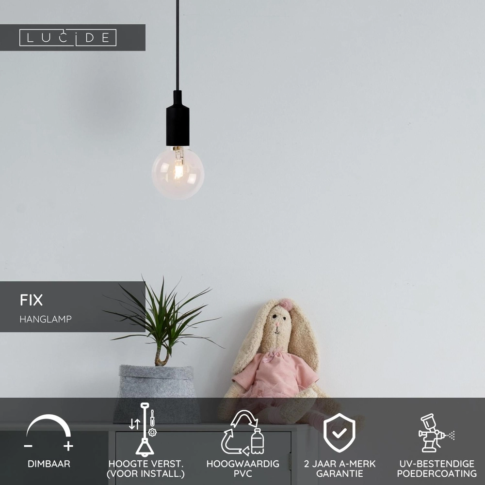 Pendel hanglamp Fix zwart Lucide 5411212082817
