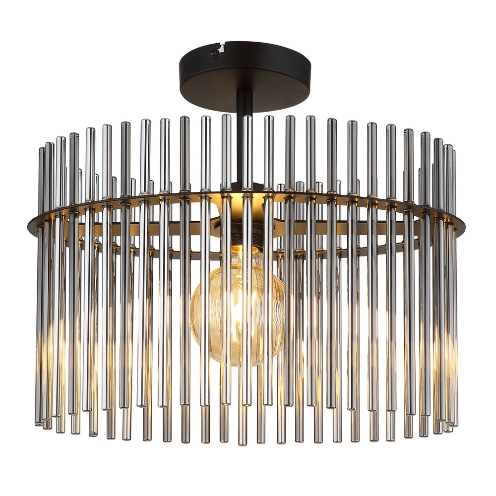 Plafondlamp Gorley enkel zwart met glas staafjes Globo 9007371525621