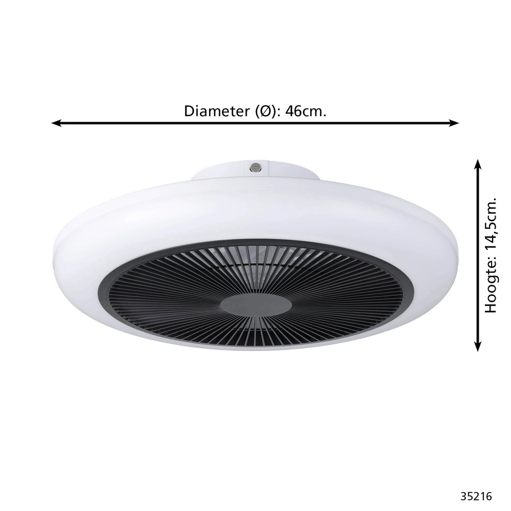 Plafondventilator Sayulita wit met zwart Ø 46cm RGB Eglo 9002759352165