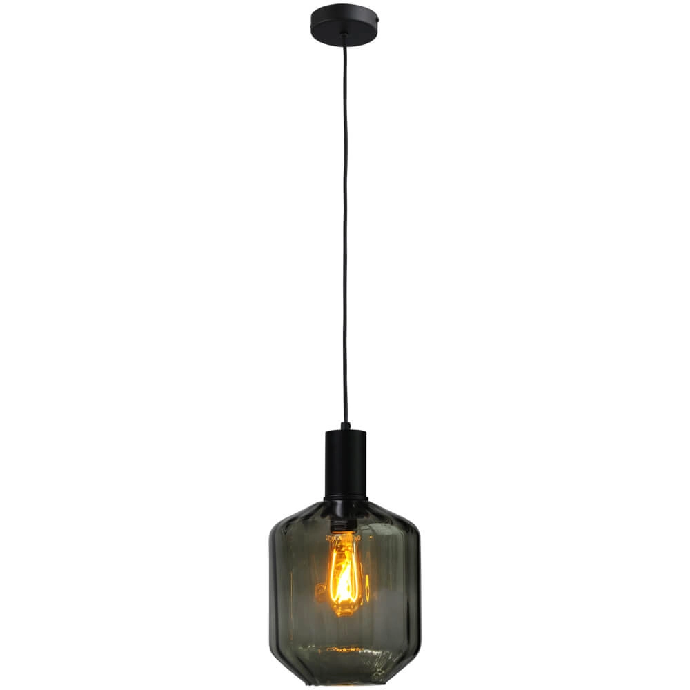 Hanglamp zwart Porto met Jagger green glas - Ø 19cm Masterlight 8718121269344