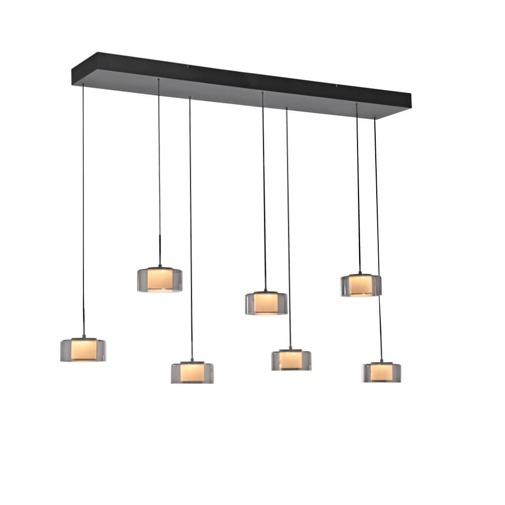 7-lichts hanglamp Rika zwart