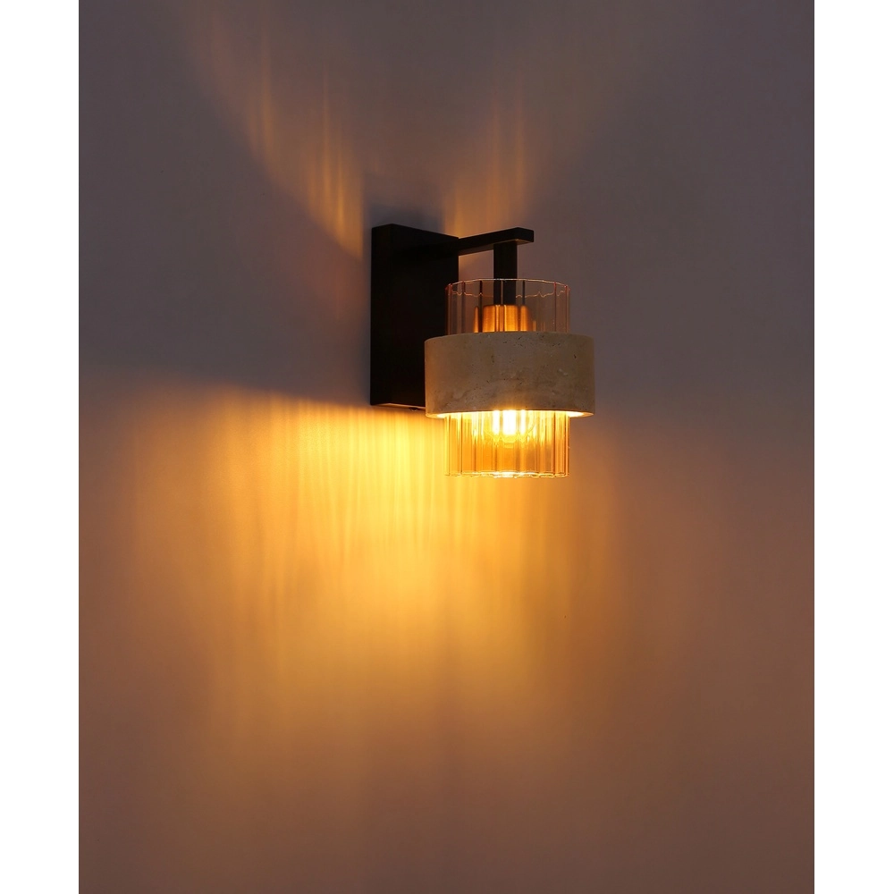 Wandlamp Daren zwart met marmer Globo 9007371589661