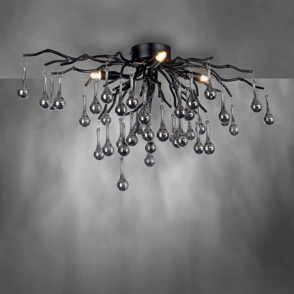 Kroonluchter Icicle zwart 60cm Paul Neuhaus 4012248377574