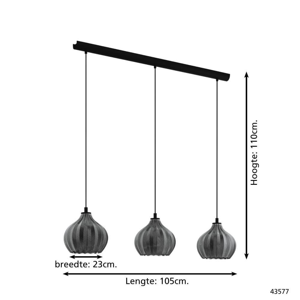 3-lichts glazen hanglamp Tamallat Eglo 9002759435776