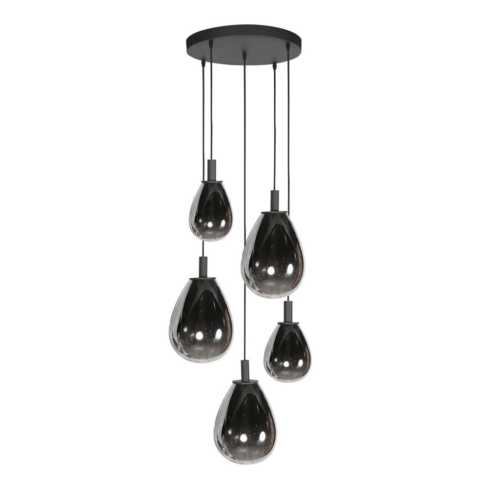Hanglamp Glimsy 5-lichts zwart rond Steinhauer 8712746177961