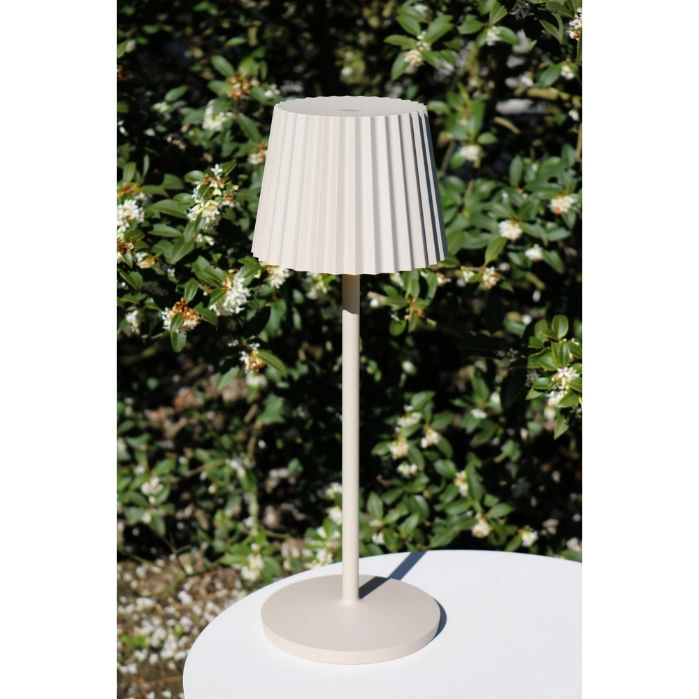 Oplaadbare tafellamp Justine zand bruin met oplaadstation Lucide 5411212272232