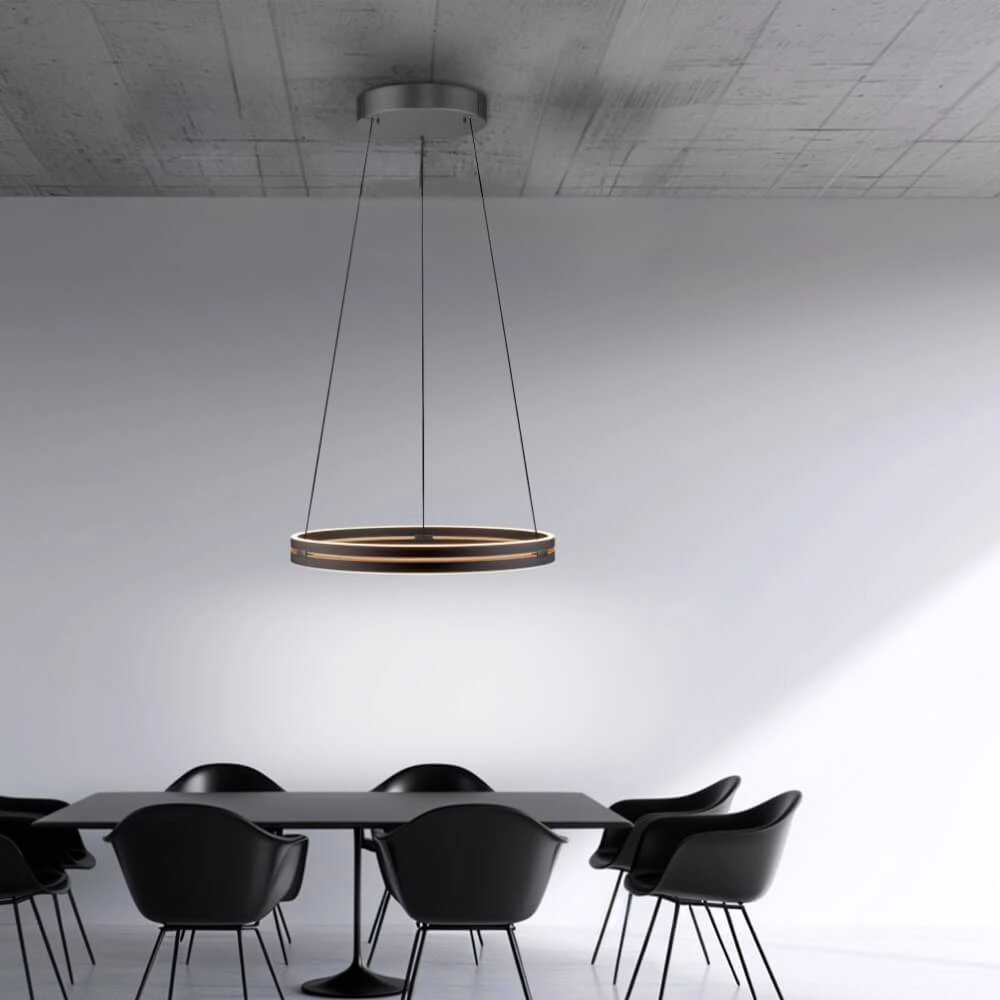 Strakke hanglamp Pure E-Loop zwart Ø 70cm Paul Neuhaus 4012248384336