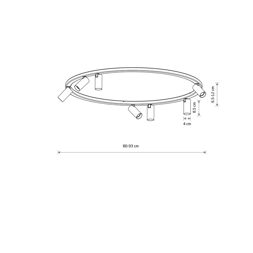 Cirkel opbouwspots Fourty 7x GU10 - zwart Lyora 5903139119443