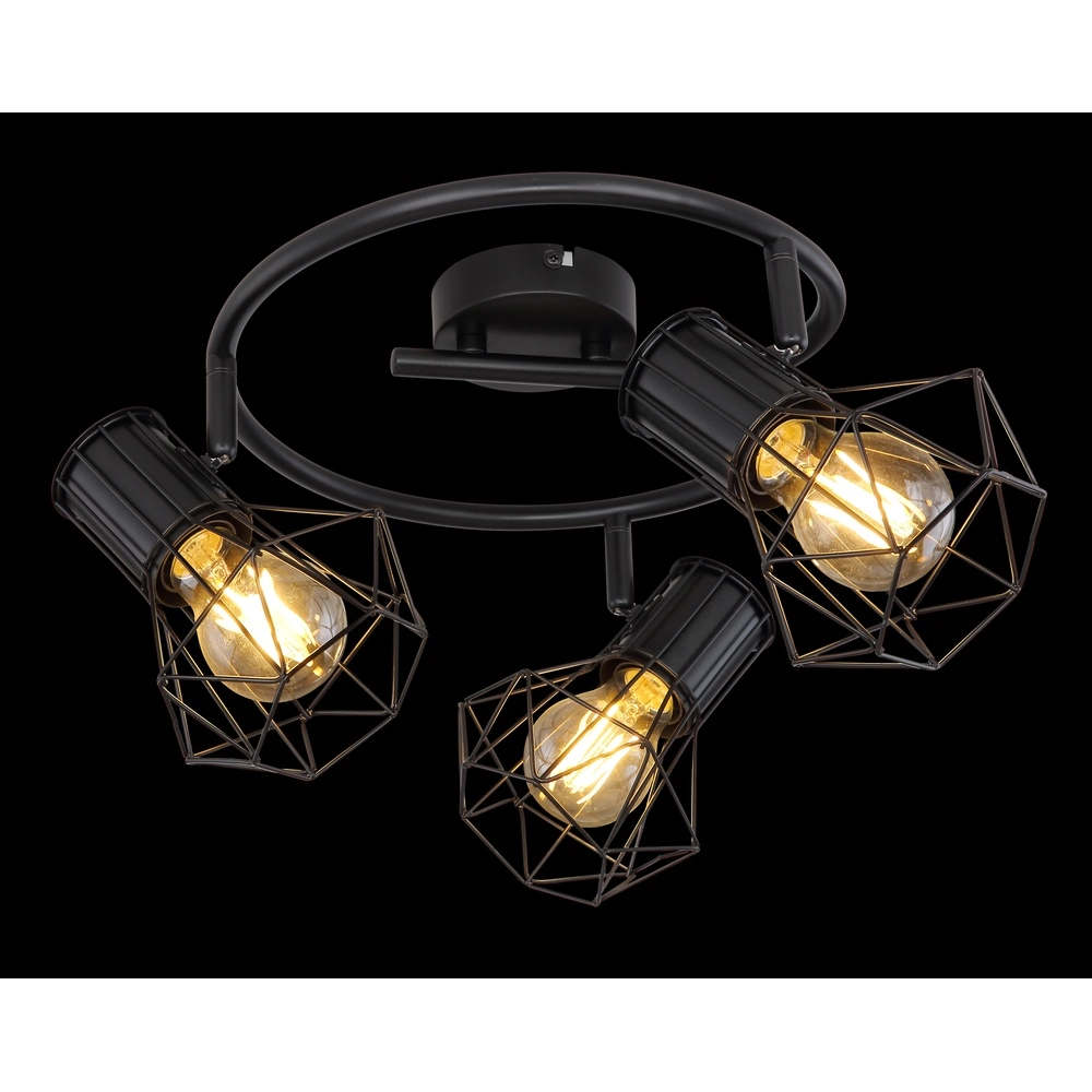 Ronde plafondlamp Priska 3-lichts zwart Globo 9007371403172