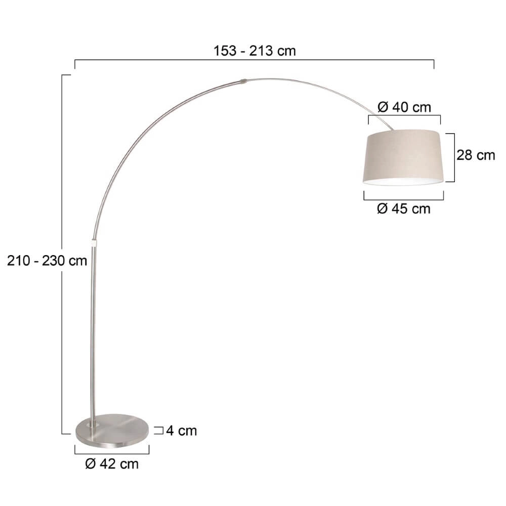 Arc lamp Gramineus grijs met taupe lampenkap Steinhauer 8712746092868