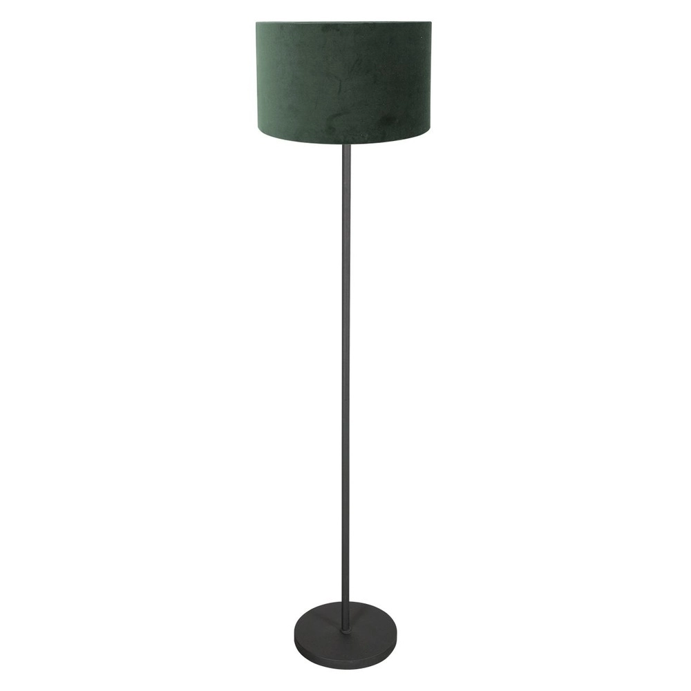 Zwarte vloerlamp Noor met groene kap