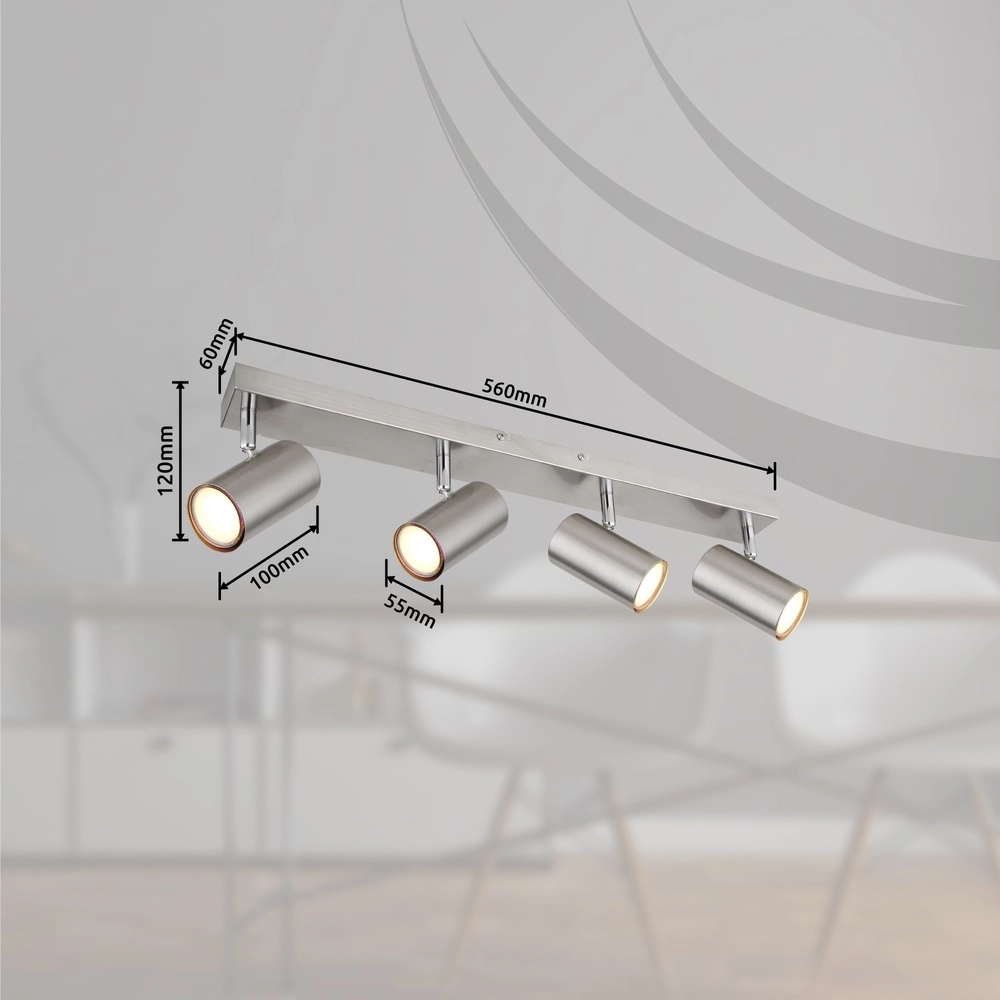 Plafondlamp 4-lichts Robby nikkel Globo 9007371433537