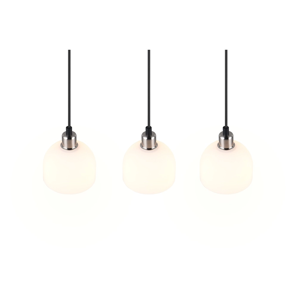 Nikkel hanglamp Molly 3-lichts wit glas Trio 4017807618099