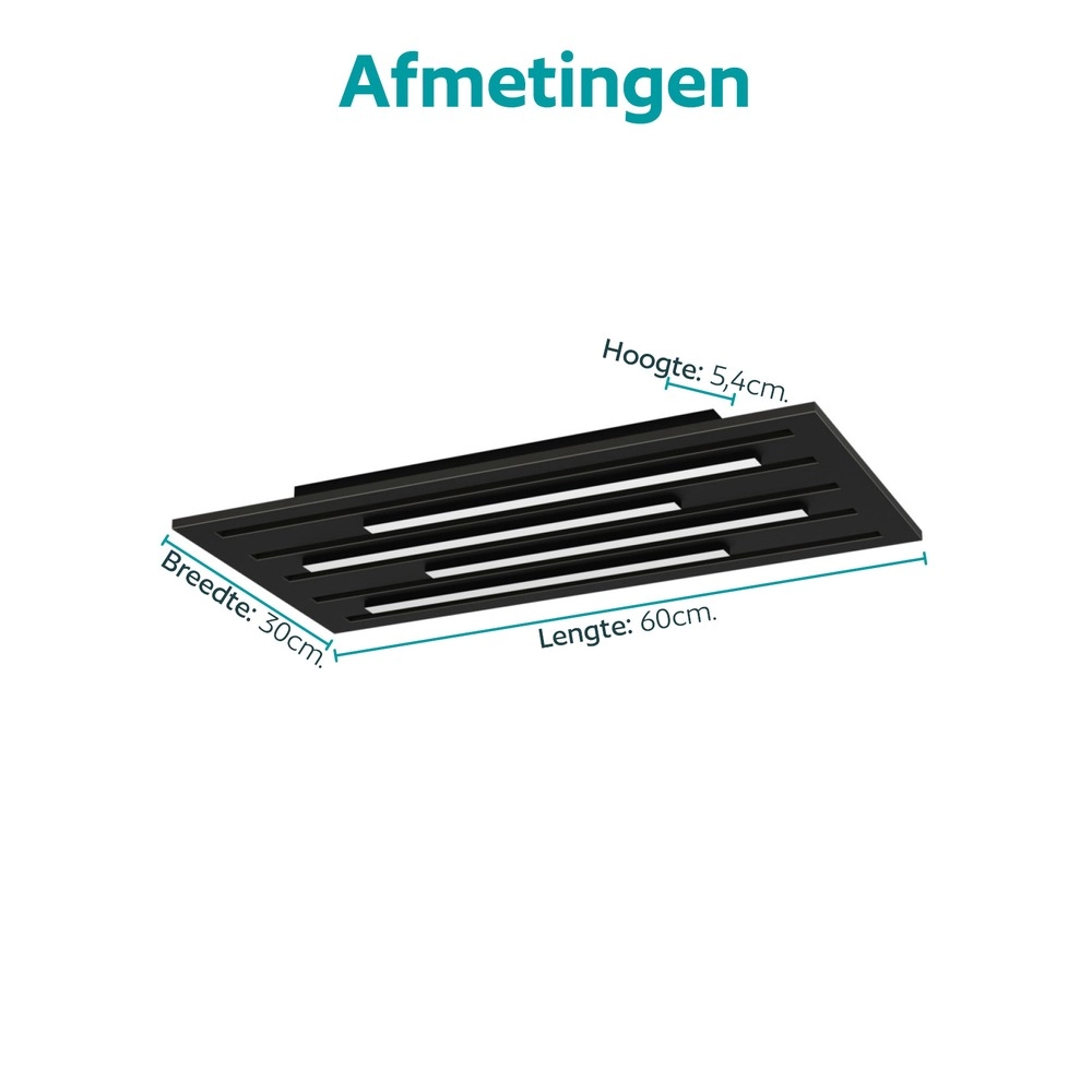 Smart plafonniere Pitrignani-Z rechthoek 60 x 30cm zwart Eglo 9008606390540