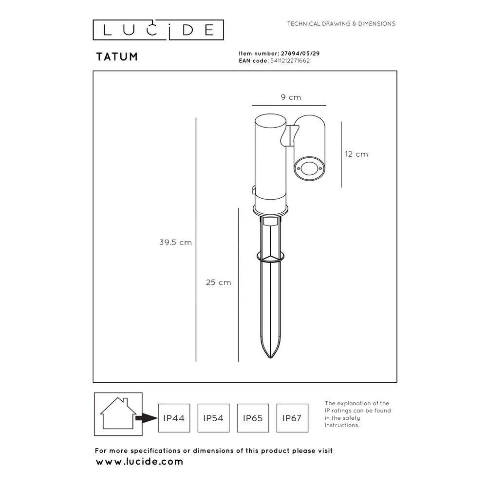 Tuin prikspot Tatum antraciet Lucide 5411212271662