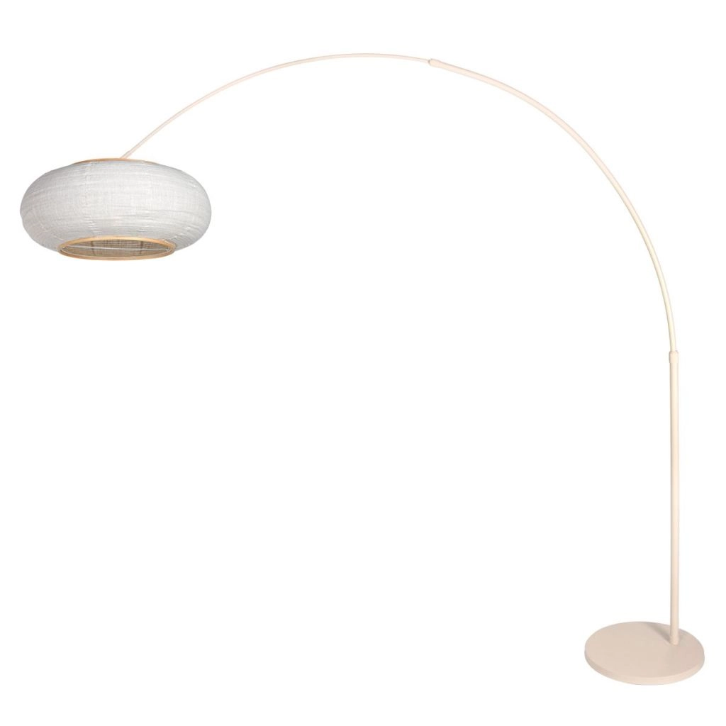 Booglamp zandbruin Silva Alba met witte kap Ø60cm Steinhauer 8712746185720