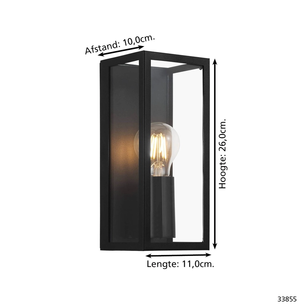 Strakke buitenlamp Alamonte 2 E27 - zwart Eglo 9002759338558