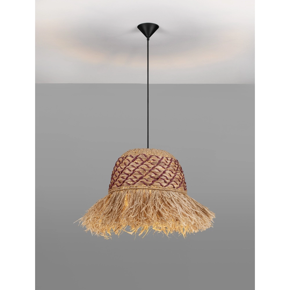 Stro lamp Sorello rood met bruin