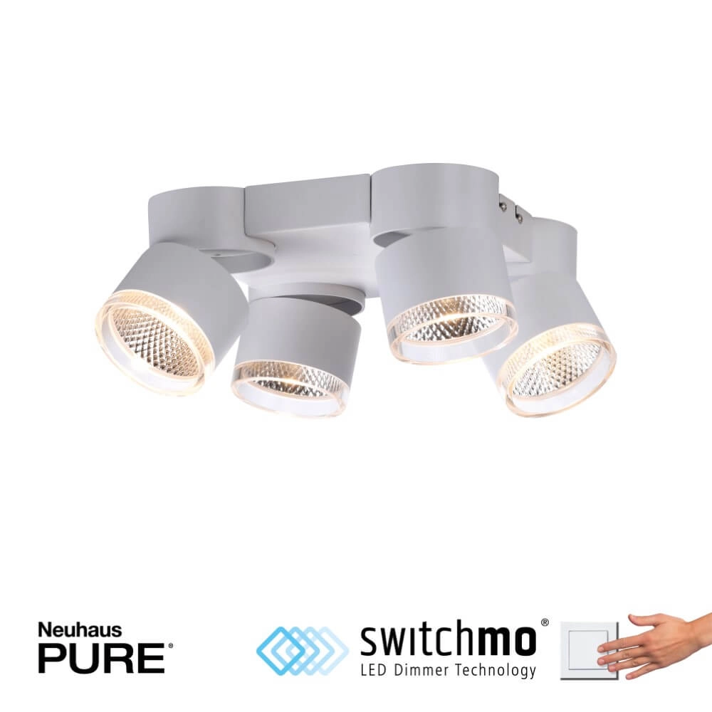 Witte plafondlamp Pure Nola 4-lichts Paul Neuhaus 4012248374559