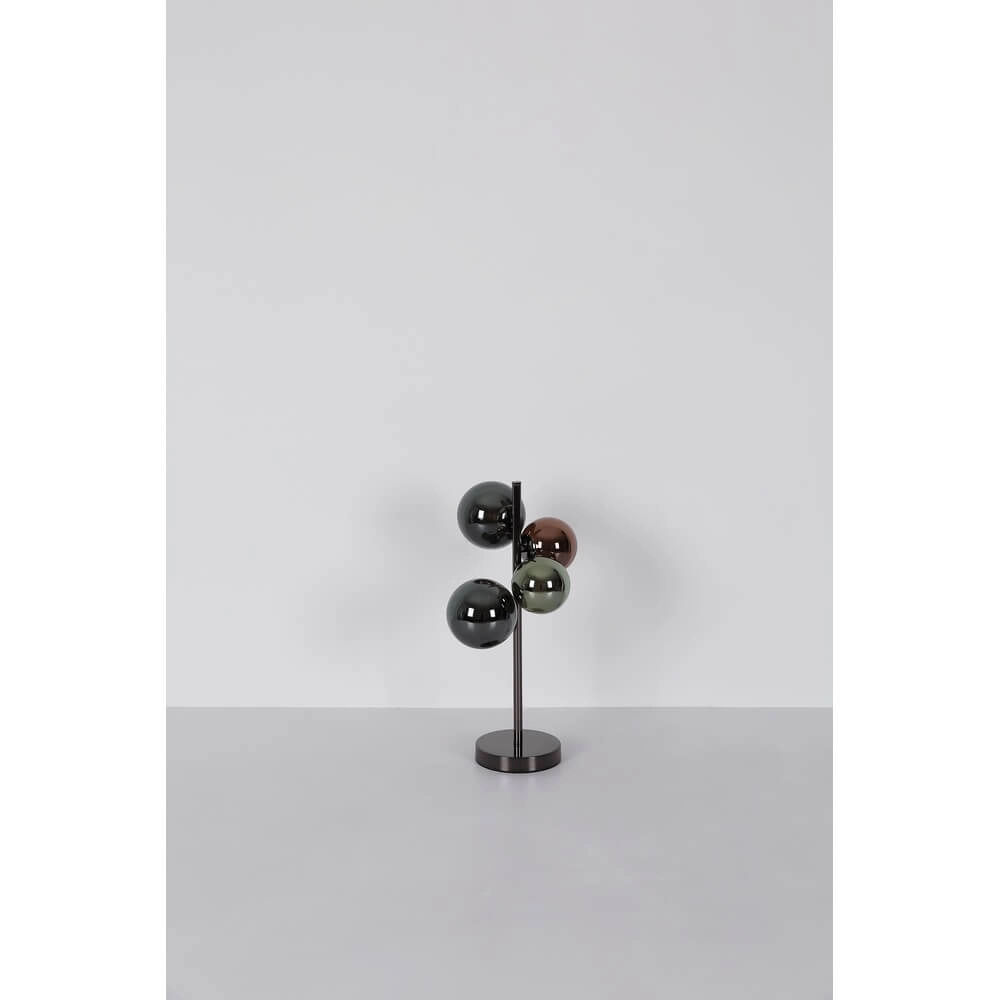 Zwarte tafellamp Riha gekleurd glas 4-lichts Globo 9007371456109