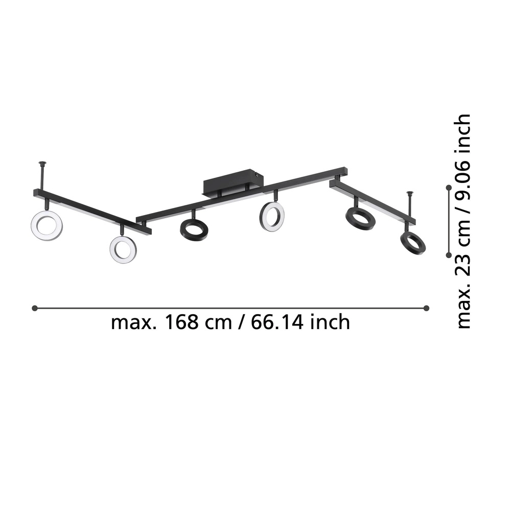 Zwarte led plafondlamp Cardillio 1 160cm Eglo 9008606255986