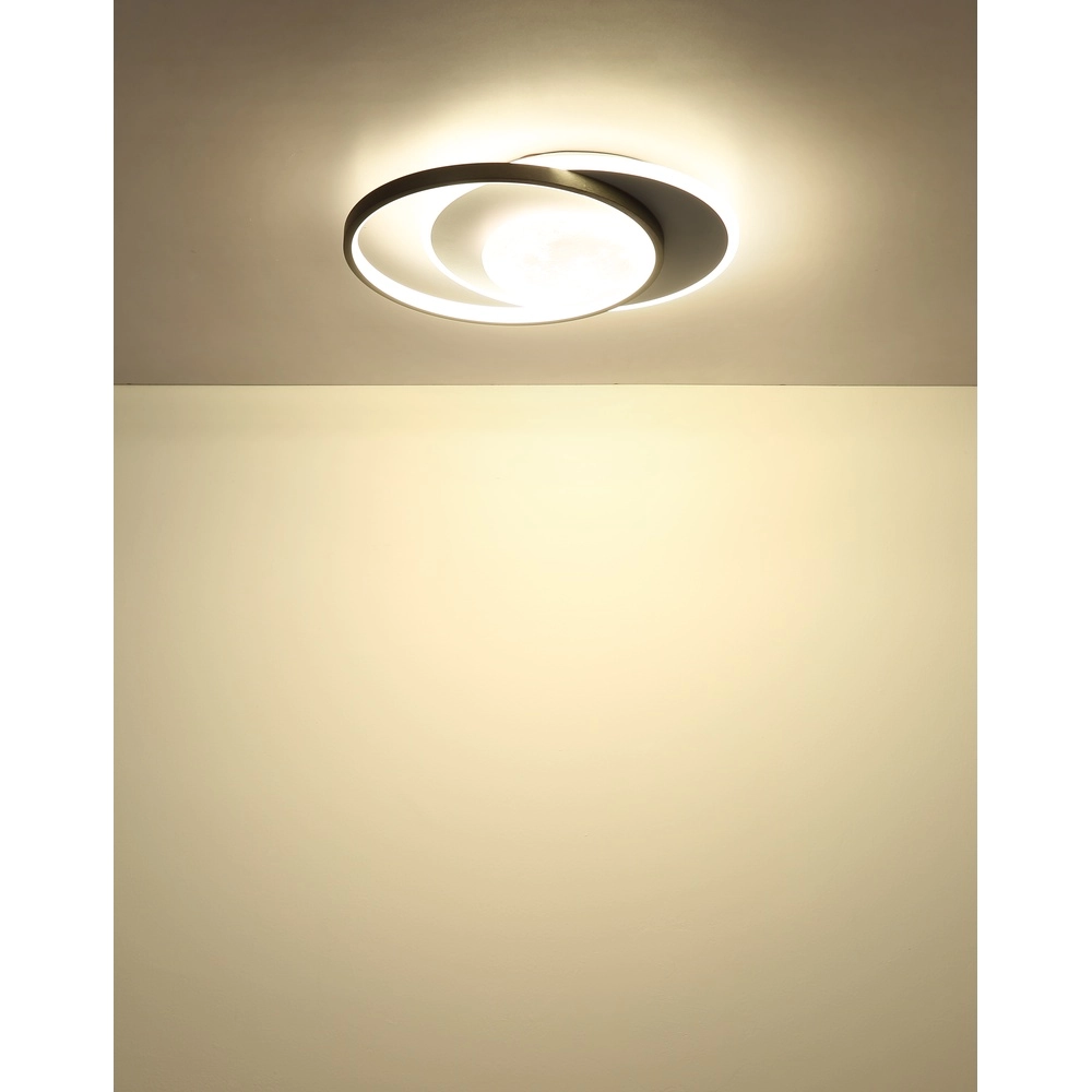 Design plafondlamp Moon zwart met wit Globo 9007371575749
