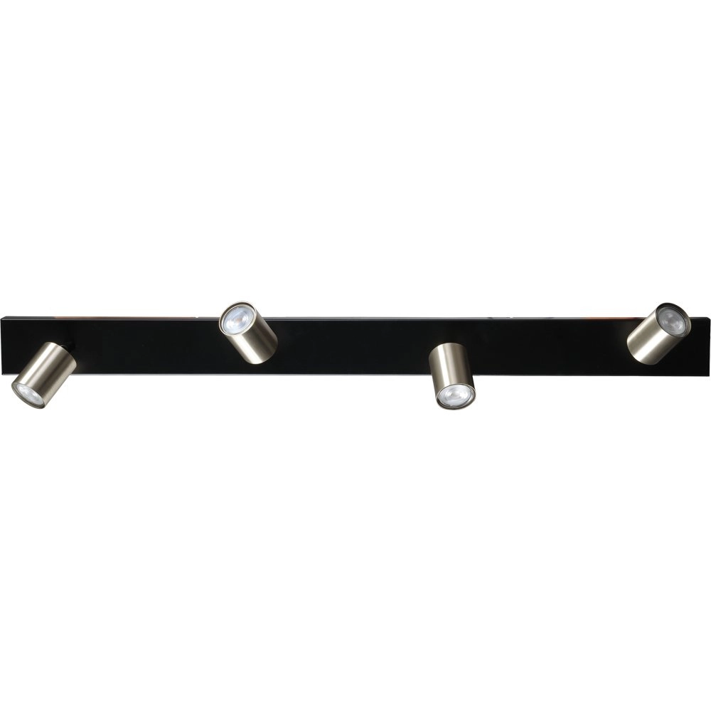 Zwarte plafondlamp Bounce met 4 nikkel spots
