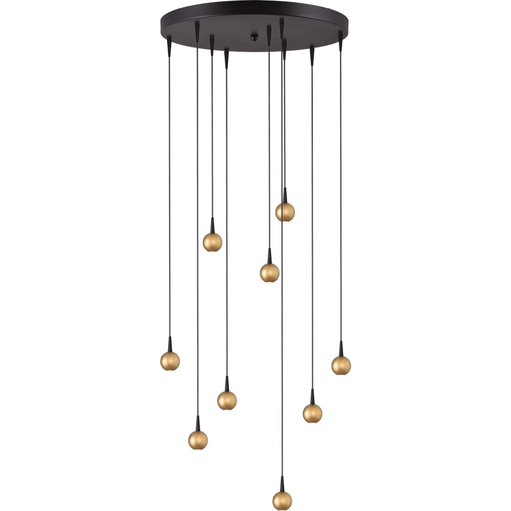 9-lichts hanglamp Talana zwart met goud Ø 50cm DTW