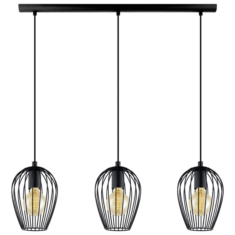 Hanglamp Newtown Beam 3-lichts 70cm zwart