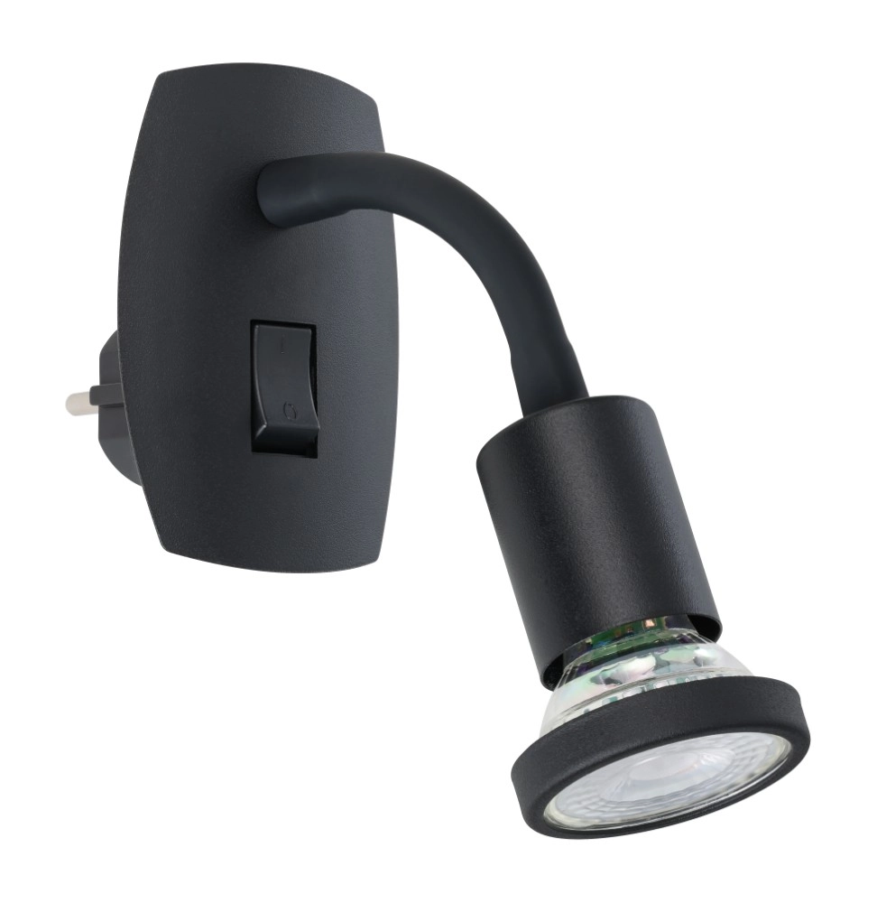 Stekker wandlamp Parrini schakelaar - flexibel - zwart