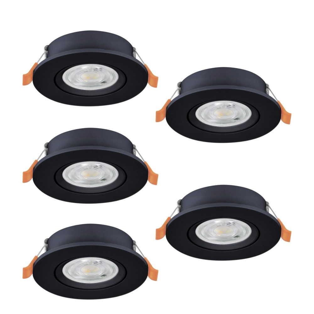 Set van 5 inbouwspots Barranco zwart Ø 9cm - 3-staps CCT