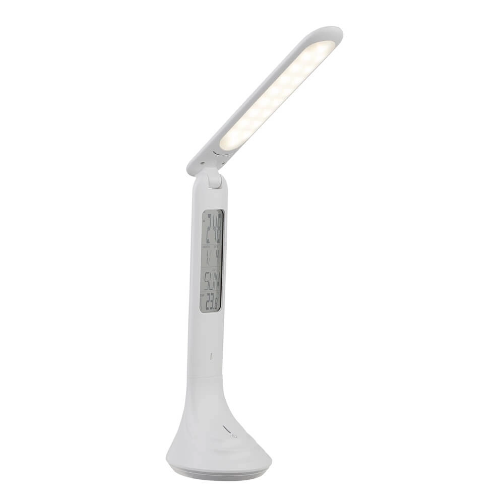 Bureaulamp Tyrell wit met klok