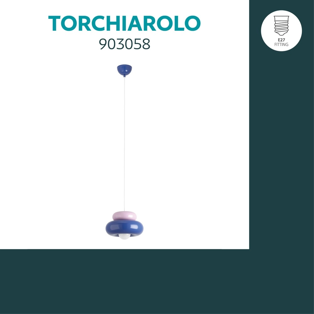 Design hanglamp Torchiarolo roze met blauw Eglo 9008606405435