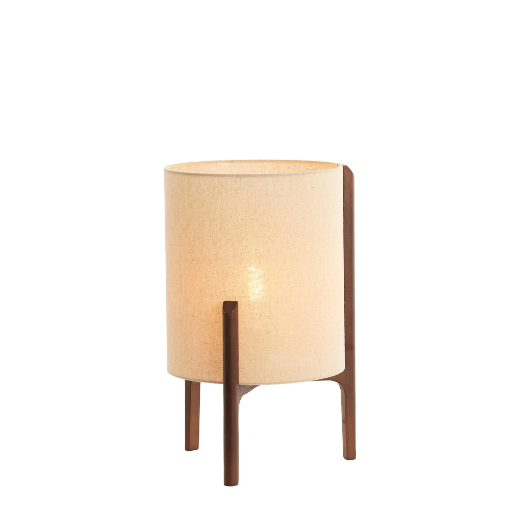 Schemerlamp Litto Ø 28cm - walnoot met naturel linnen Light & Living 8717807792695