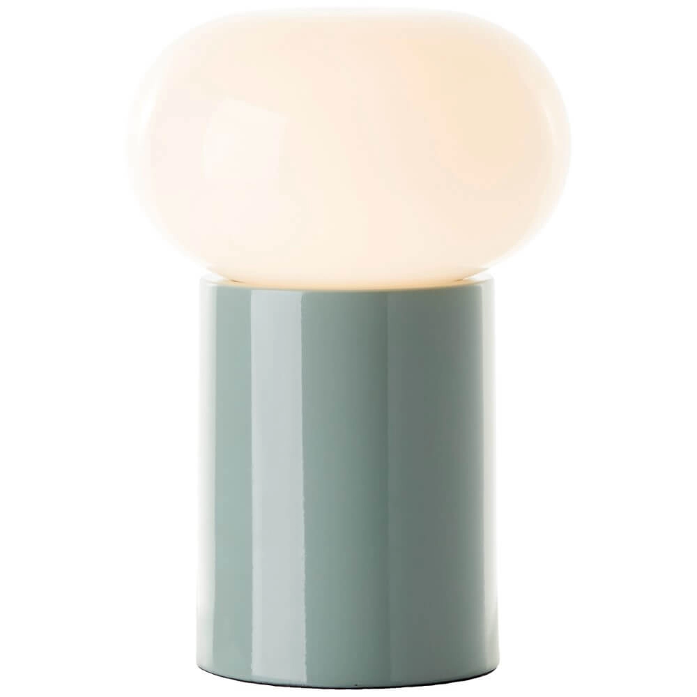 Groene tafellamp Knut met wit glas