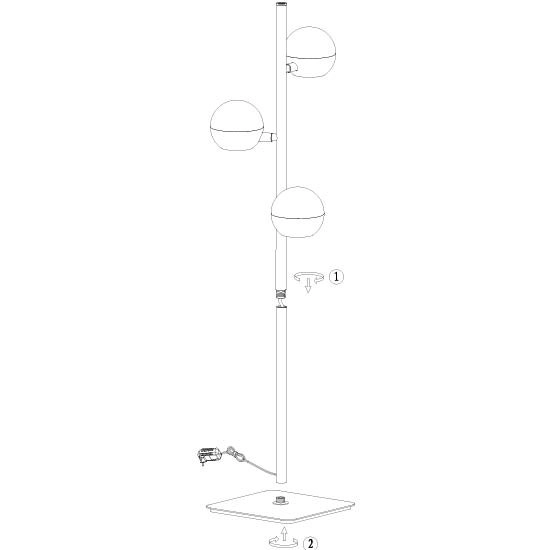Led vloerlamp Belluno 3-lichts messing - glas Steinhauer 8712746183979